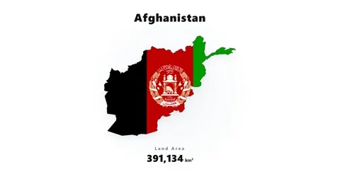 Afghanistan map silhouette filled with black red green national emblem colors on Stock Footage 345641748