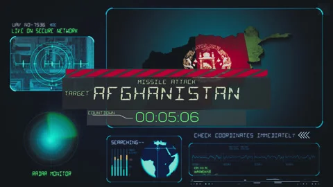 Afghanistan Missile Attack Countdown Screen, Cyber Attack Stock Footage 314277615