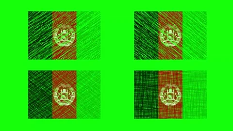 Afghanistan Scribble Animation on Green Screen Background. Looping seamless.. Stock Footage 241552387