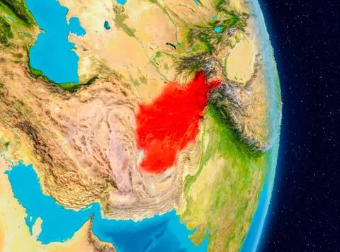 Afghanistan from space Illustrazione stock