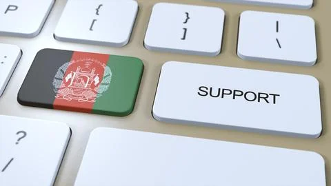 Afghanistan Support Concept. Button Push 3D Illustration. Support of Country  스톡 일러스트