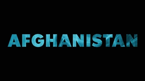 AFGHANISTAN text message in creative animation - Text on the Black Background Stock Footage 153036315