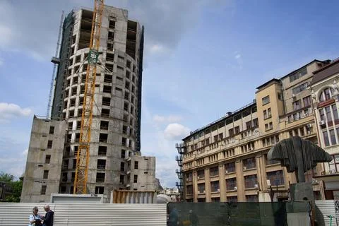 AFI Central Tower, Bancorex building redevelopment by AFI Europe, Bucharest.. Stock Photos