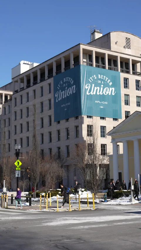 AFL-CIO Building (VERTICAL) at Black Lives Matter Plaza (Washington, DC) Stock Footage 297645381