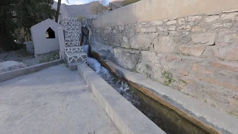 Aflaj Irrigation System in an old omani village. Stock Footage 112895892