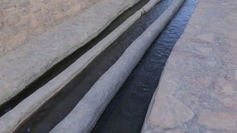 Aflaj Irrigation System in an old omani village. Stock Footage 112895900