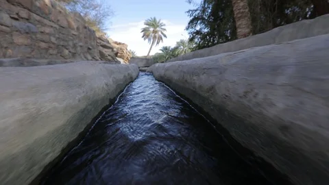 Aflaj Irrigation System in an old omani village. Stock Footage 112895910