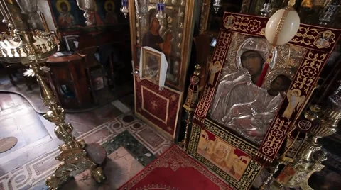 Afon Mountain, Greece, Mount Athos, Decoration of the church. Video stock 35526006