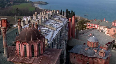 Afon Mountain, Greece, Mount Athos, frescoes. Video stock 35881397