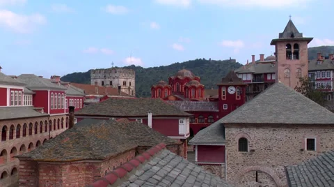 Afon Mountain, Greece, Mount Athos, frescoes. Video stock 35881437