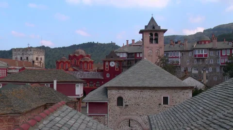 Afon Mountain, Greece, Mount Athos, frescoes. Video stock 35881465