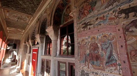 Afon Mountain, Greece, Mount Athos, frescoes. Video stock 36362224