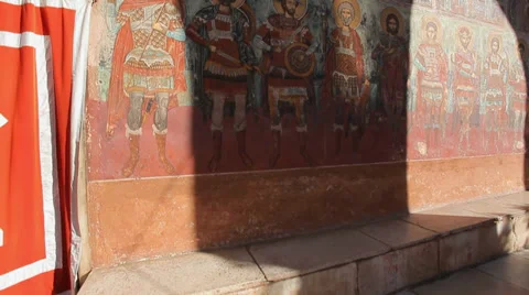 Afon Mountain, Greece, Mount Athos, frescoes. Stock Footage 36362495