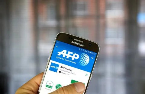 AFP android application on Samsung S7 Stock Photos