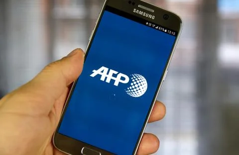 AFP android application on Samsung S7 Stock Photos