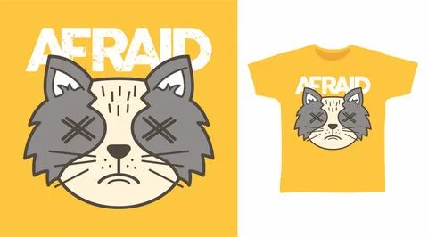 Afraid cat design vector illustration t-shirt design and others uses. Stock Illustration