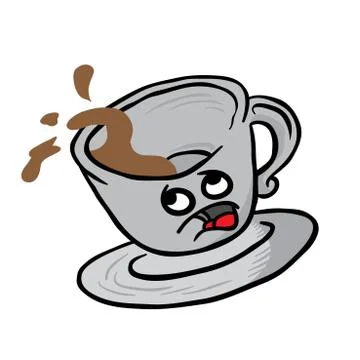 Afraid coffee cup spill Stock Illustration