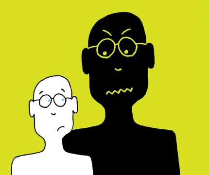 Afraid of his shadow / fear Stock Illustration