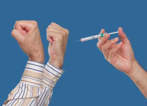 Afraid of injections concept Stock Photos