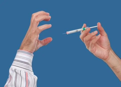 Afraid of injections concept Stock Photos