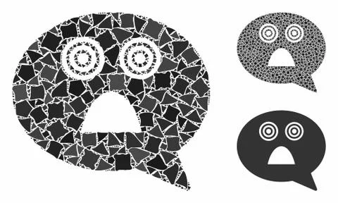 Afraid smiley message Composition Icon of Rough Elements Stock Illustration