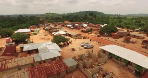 Africa Aerial Ghana small village 4K Stock Footage