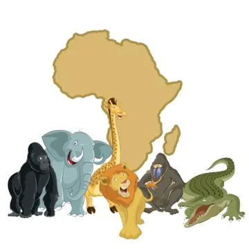 Africa with animals Stock Illustration