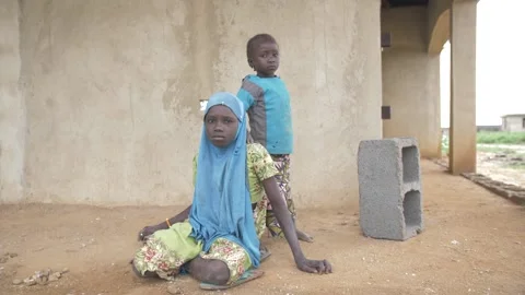 Africa children faces and their poor condition in Northern Nigeria Stockbeeldmateriaal 249727221