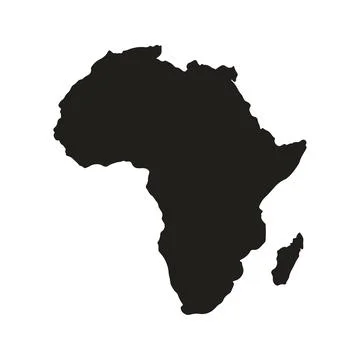 Africa Continent Map Silhouette Vector Icon Stock Illustration