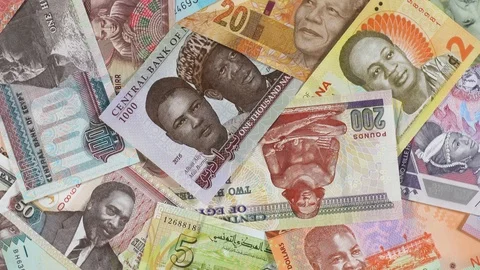 Africa currency notes close up rotating. African money Stock Footage 104305413
