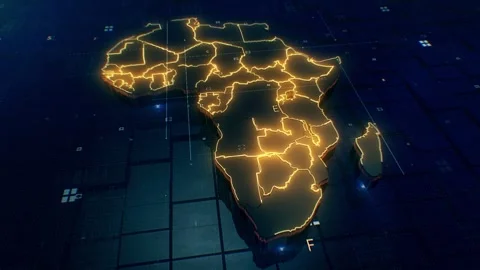 Africa digital map 4k looping Stock Footage 307908110