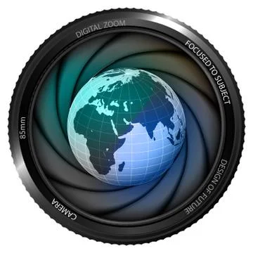 Africa earth globe in shutter ready to snapshot Stock Illustration