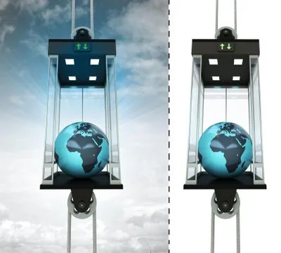 Africa earth globe in sky elevator concept also isolated one illustration Stock Illustration