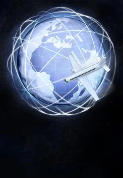 Africa earth globe view with flying plane illustration Stock-Illustration