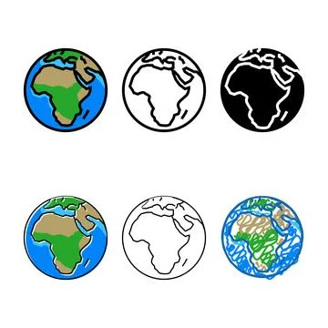 Africa earth range planet map color icon vector Stock Illustration
