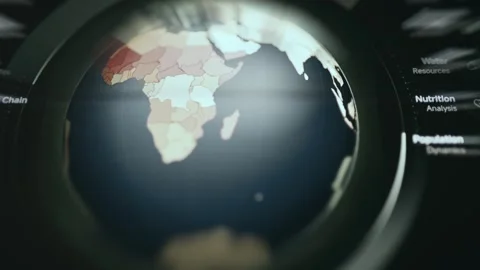 Africa Food Security Globe Analysis Interface Stock Footage 339406534