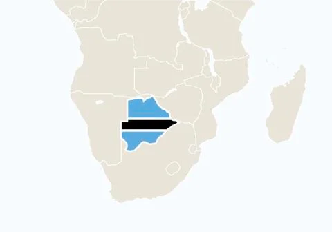 Africa with highlighted Botswana map. Stock Illustration