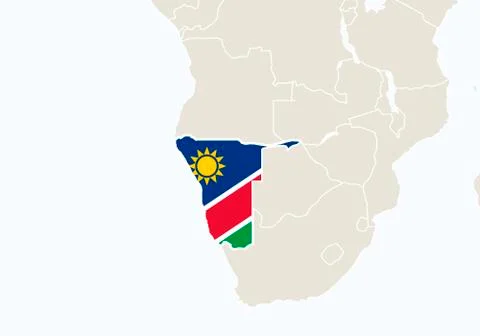 Africa with highlighted Namibia map. Stock Illustration