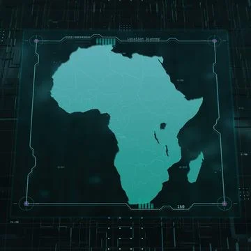 Africa HUD UI Digital Map Stock Illustration