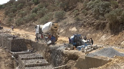 Africa infrastructure development transportation - construction site Ethiopia Stock Footage 119256743