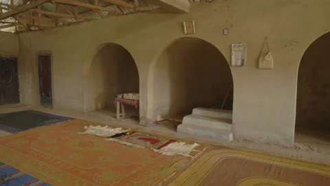 Africa inside the poor mosque move left Stock Footage 100637662