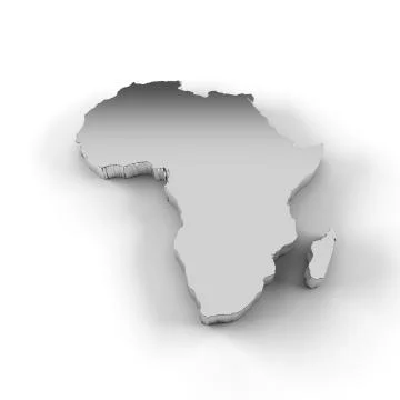 Africa map 3D in silver and including clipping path Stock-Illustration