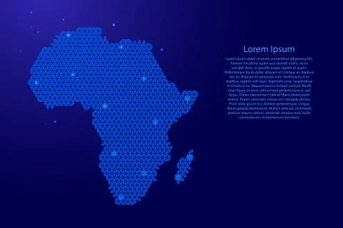 Africa map abstract schematic from blue triangles repeating pattern geometric Illustrazione stock
