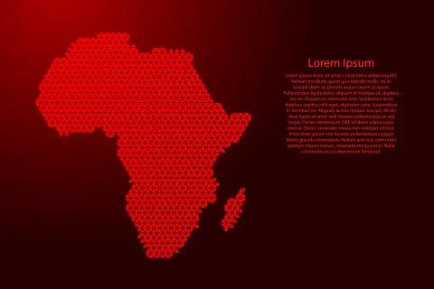 Africa map abstract schematic from red triangles repeating pattern geometric Stock Illustration