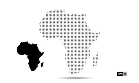 Africa map black, vector eps 10 isolated silhouette dotted Stock Illustration