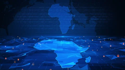 Africa Map Digital Business Security Key Numbers Background Stock Footage 339045960