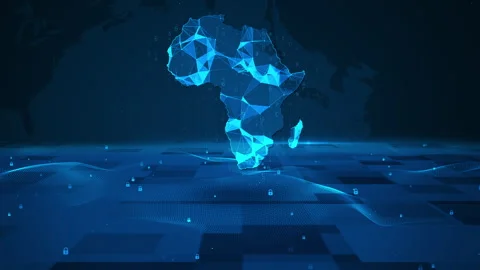 Africa Map Digital Number Code Business Security Technology Background Vidéo 339046574