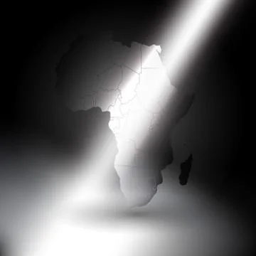 Africa map in the rays of light  background vector 스톡 일러스트