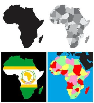 Africa maps set vector drawing illustration collection Stock Illustration