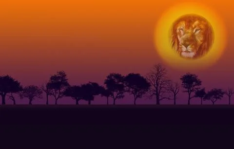 Africa nature sunset Stock Illustration